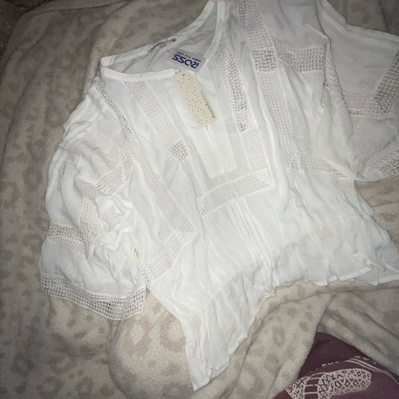 *Brand new* white sheer cotton BoHo three-quarter top large. - Picture 3 of 11